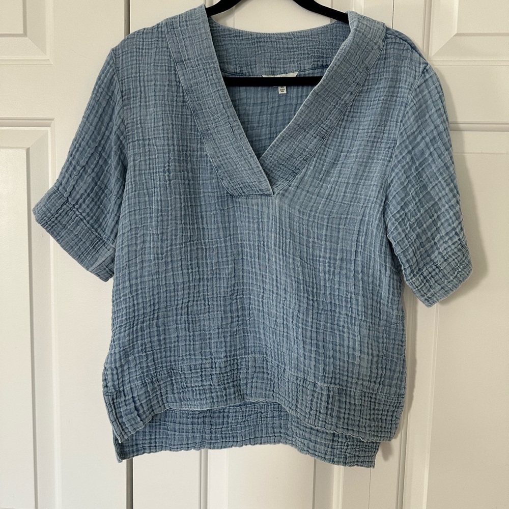 Faherty Textured organic cotton blouse Top